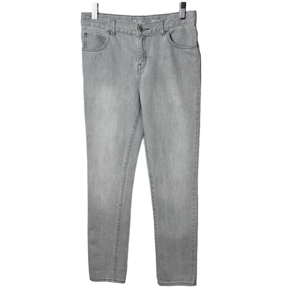 Children's Place Girl's Skinny Jeans 14 Charcoal Gray Light Wash Mid Rise Denim